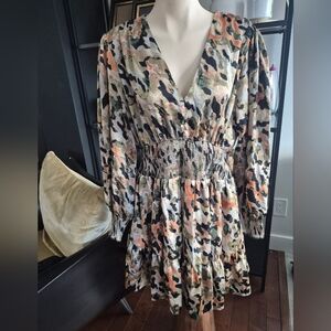 Entro Multicolor Camouflage Long Sleeve Dress